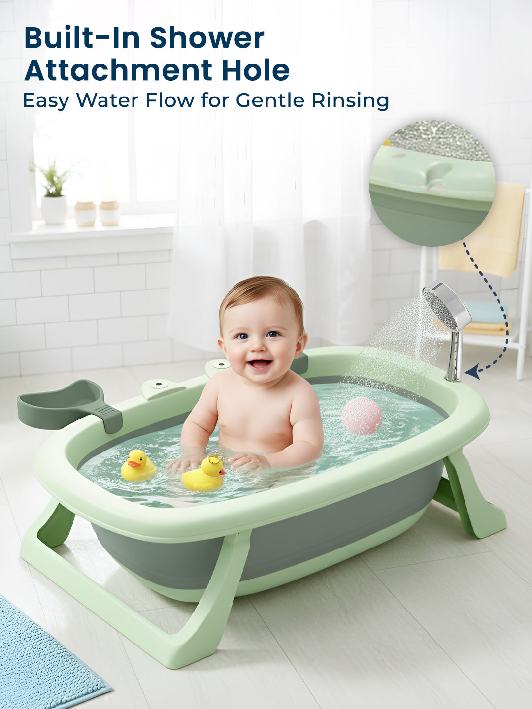Polka Tots Splish Splash Foldable Bathtub - Green