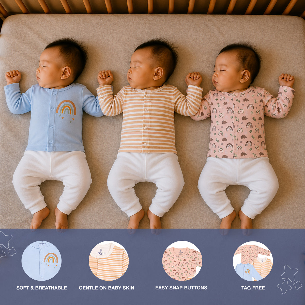 PREKIES Set Of 3 Jhablas - Rainbow Print
