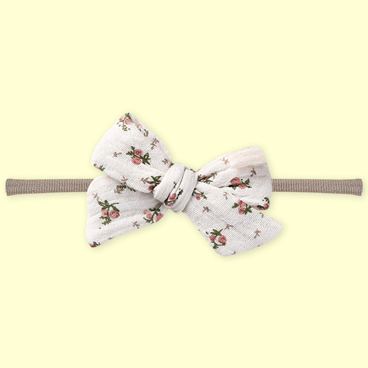 Polka Tots White Cotton Floral Print Bow Headband with Reversible Bandana Bib (Set of 3) 12-18 Months