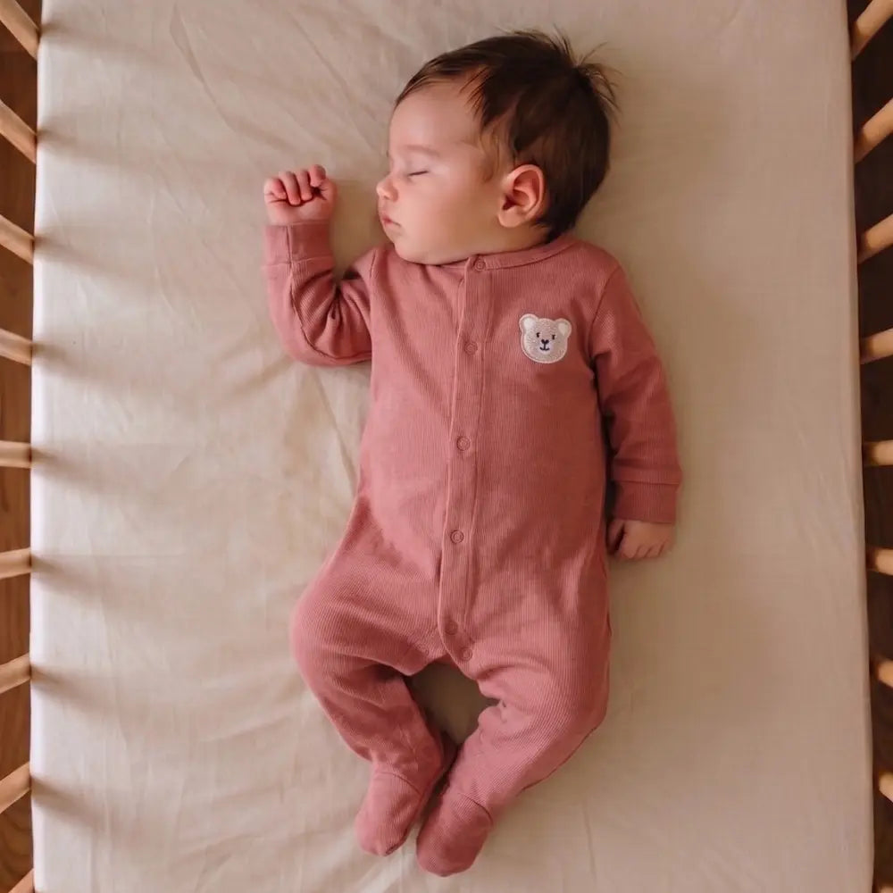 PREKIES Footed Sleepsuits Set - Teddy Face Print Pack Of 3