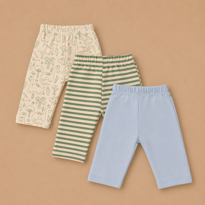 PREKIES Set Of 3 Pyjamas - Dino Print (Green & Blue)