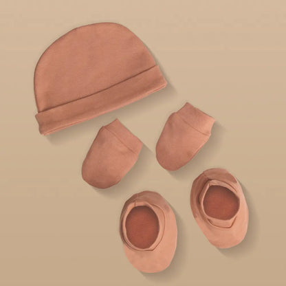 PREKIES Cap, Mitten, Booties - Maroon Color
