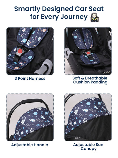 Polka Tots Blue Click Clack Travel System Space Printed Stroller & Car Seat