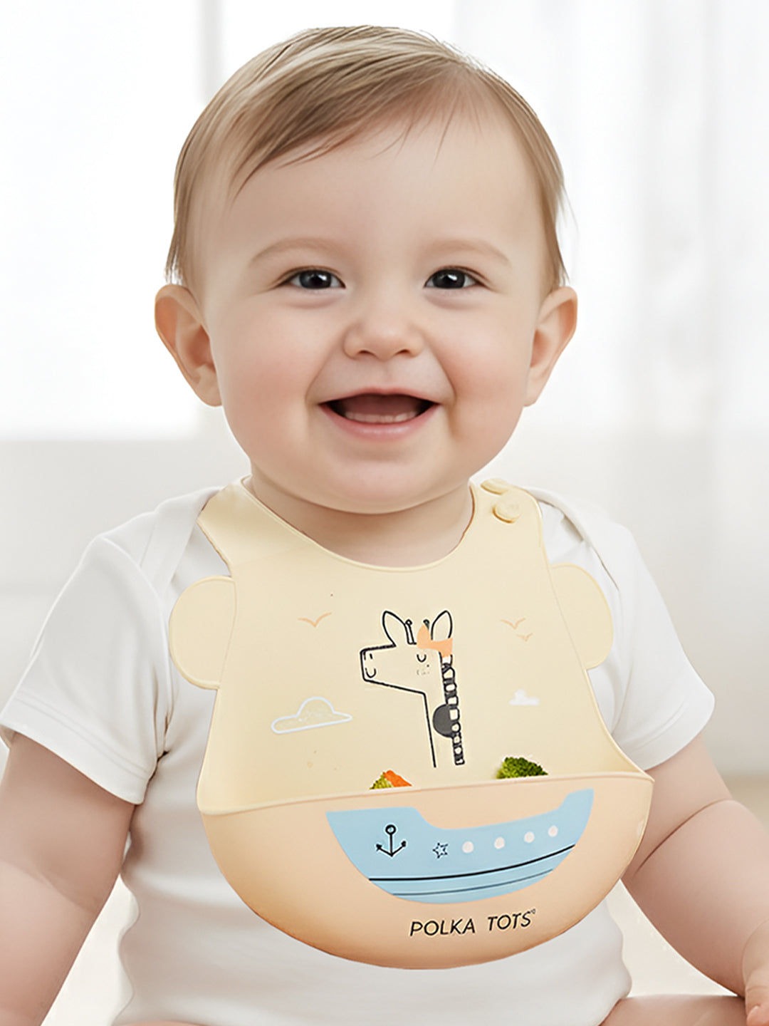 POLKA TOTS Waterproof Silicone Bib for Baby Yellow