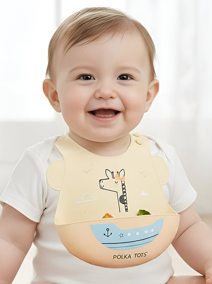 POLKA TOTS Waterproof Silicone Bib for Baby Yellow