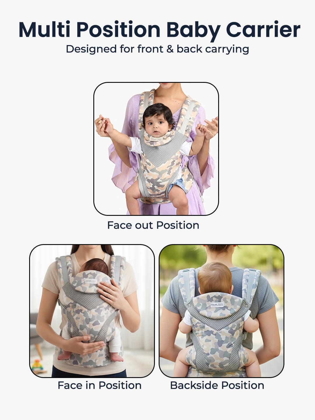 Polka Tots Unisex Grey Baby Carrier
