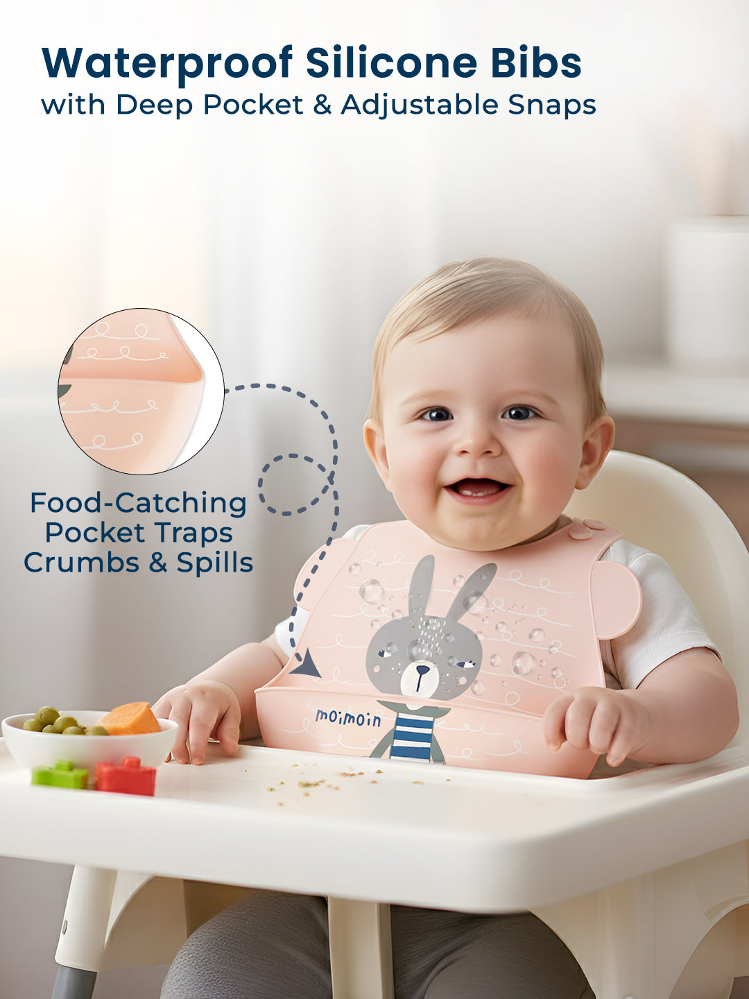 POLKA TOTS Waterproof Silicone Bib for Baby Brown