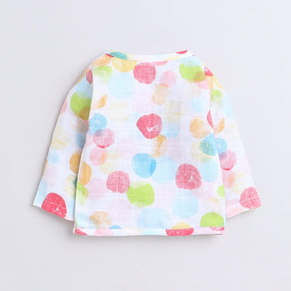 Polka Tots Unisex White Cotton Full Sleeves Jablas (Pack Of 3) (0 Months)