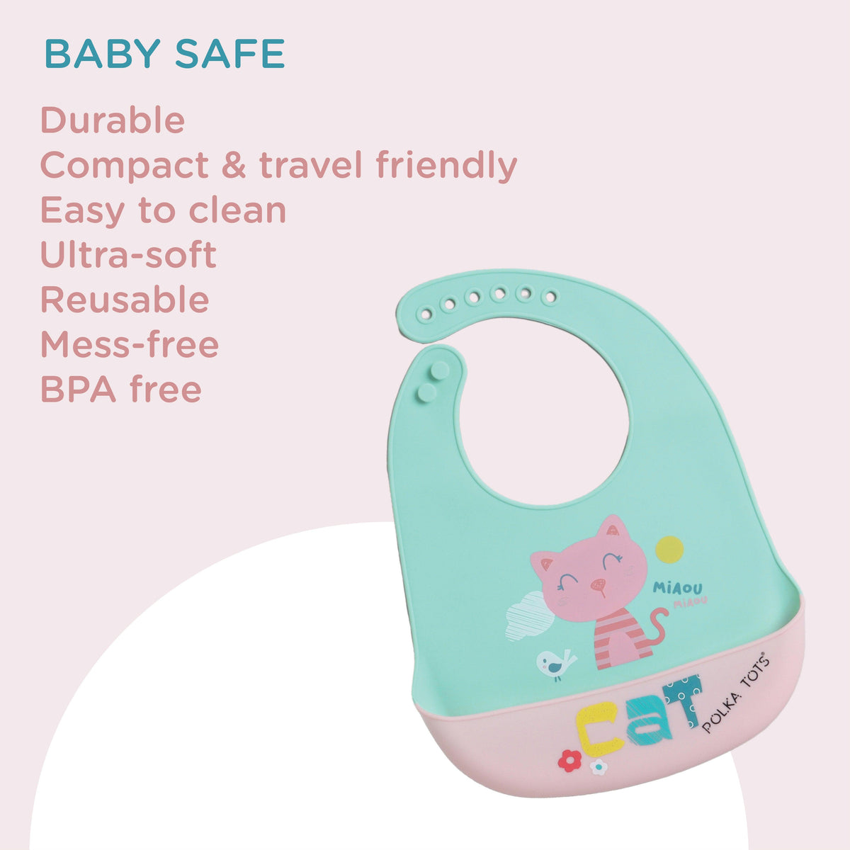 POLKA TOTS Waterproof Silicone Bib for Baby Turquoise