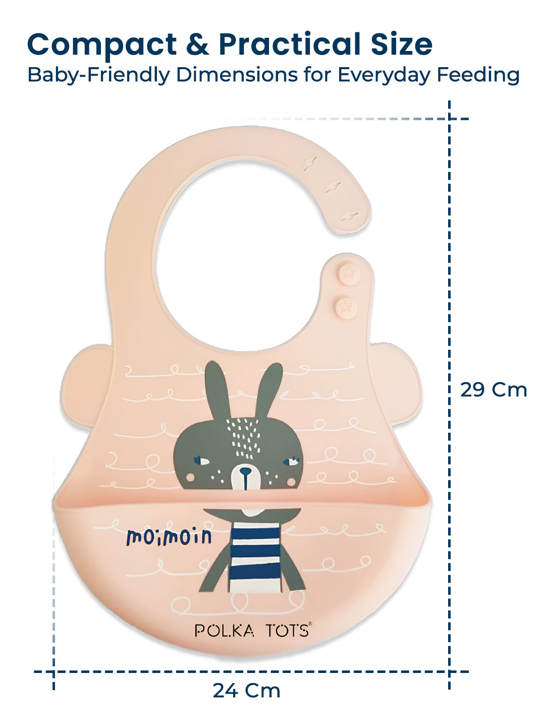 POLKA TOTS Waterproof Silicone Bib for Baby Brown