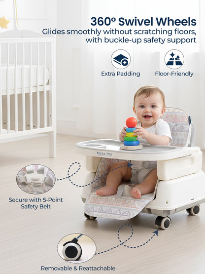 Polka Tots Kids Grey Portable Baby Dinning Table High Chair with Footrest for Toddler