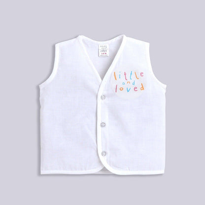 Polka Tots Unisex White Printed Cotton Sleeveless Jablas (Pack Of 3) (0 Months)