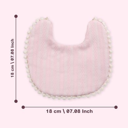 Polka Tots Pink Cotton Embroidery Bow Headband with Reversible Boho Bib (Set of 2) 12-18 Months