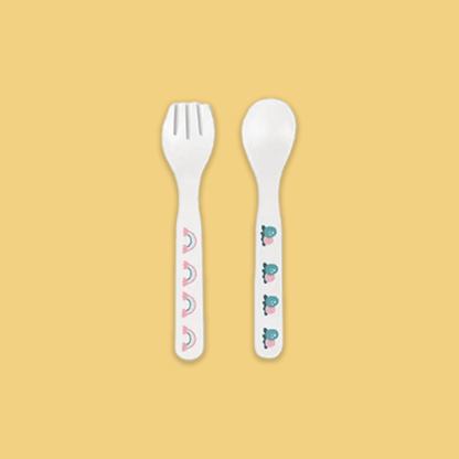 Polka Tots "Dinosaur" Toddler Eco Friendly Bamboo Fiber Dinner (Set of 5) - Blue