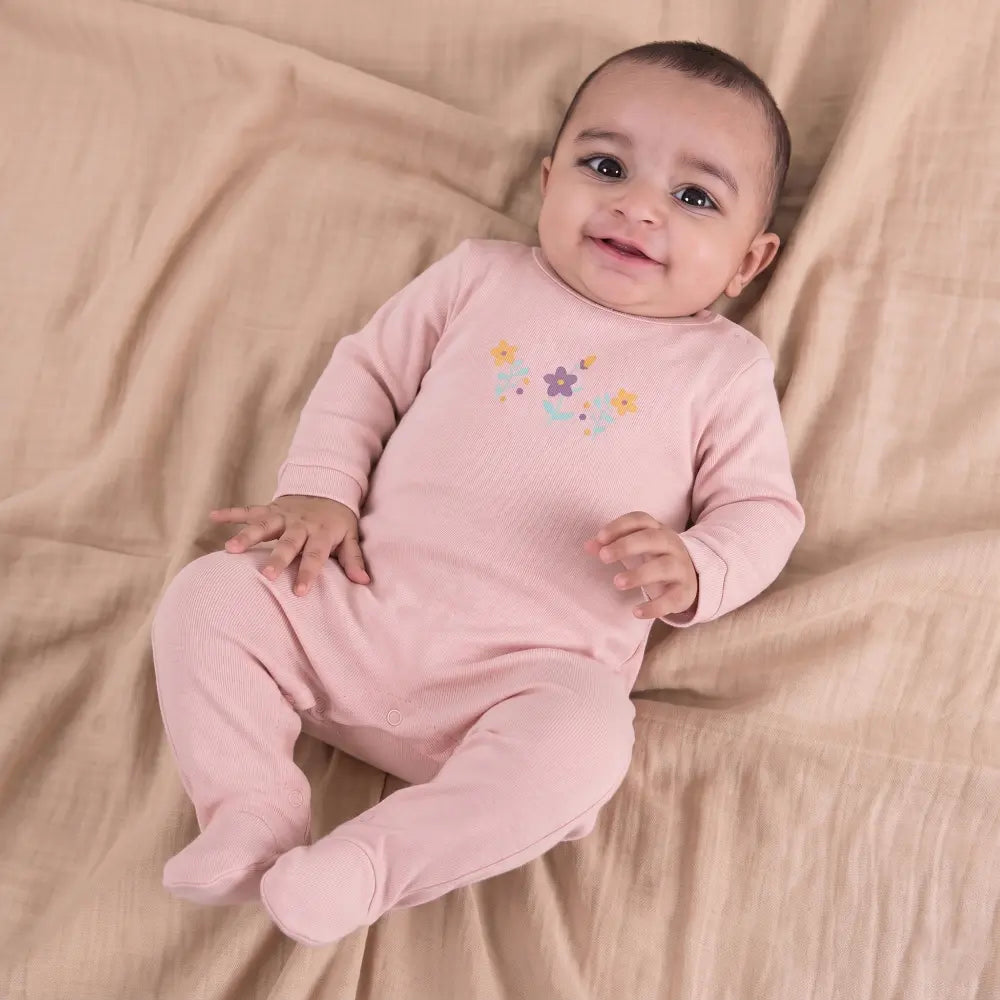 PREKIES Footed Sleepsuits Set - Flower Print Pack Of 3