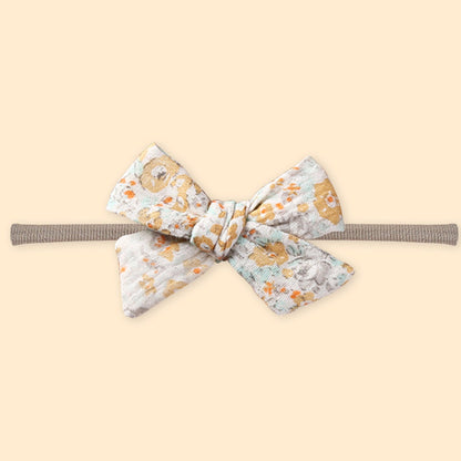 Polka Tots Orange Cotton Floral Print Bow Headband with Reversible Bandana Bib (Set of 3) 12-18 Months