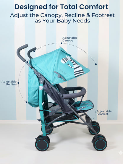 Polka Tots Blue New Born Baby Zebra Stroller