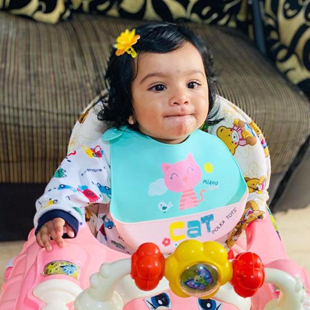 POLKA TOTS Waterproof Silicone Bib for Baby Turquoise