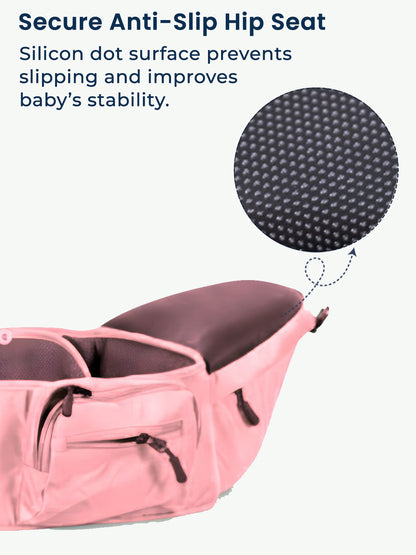 Polka Tots 6 in 1 Peach Hip Seat Baby Carrier with Airbag Seat