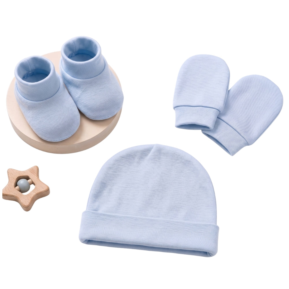 PREKIES Cap, Mitten, Booties - Blue Color