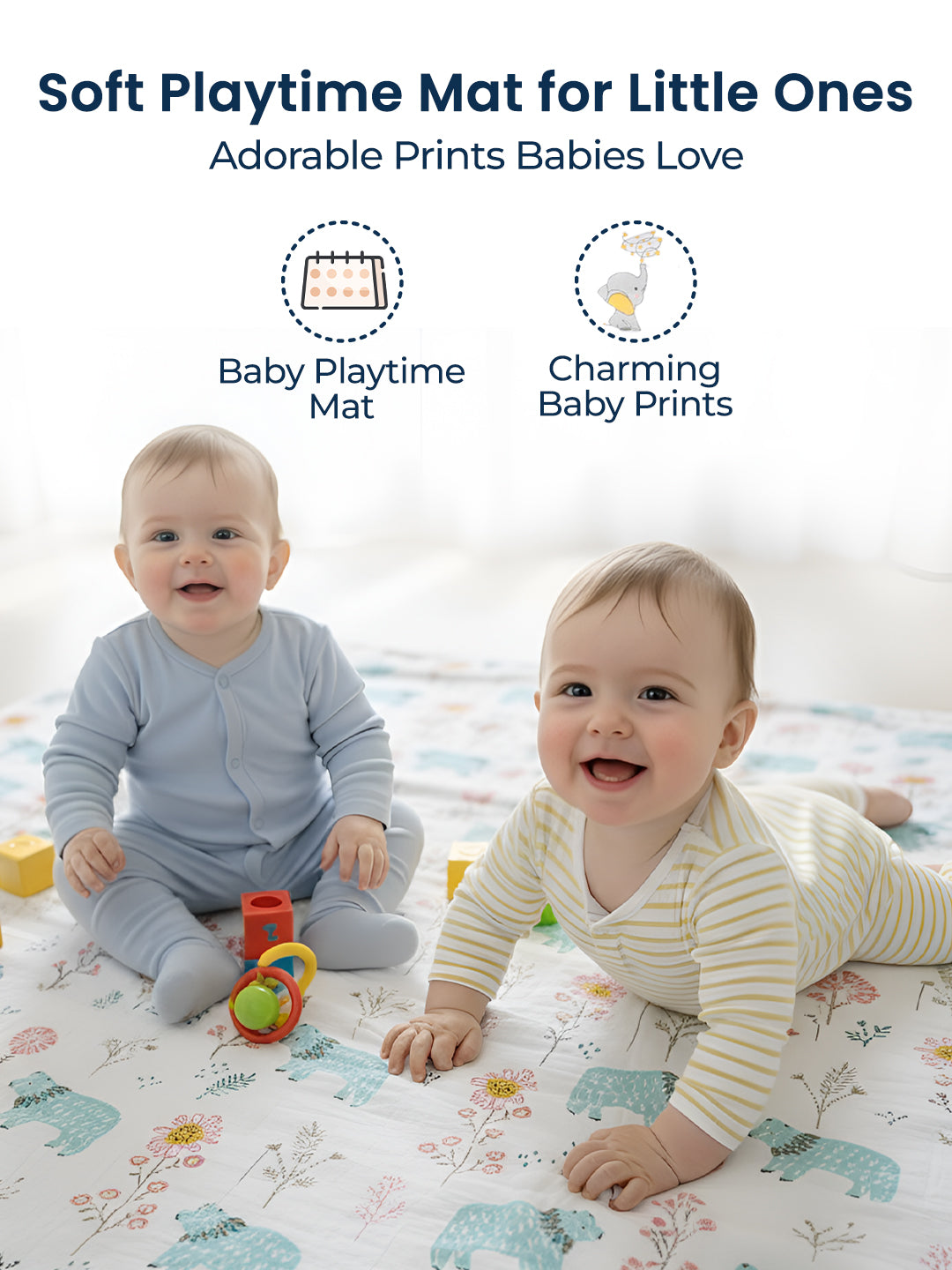Polka Tots White Flamingo Fingers & Bloomy Bear Muslin Cotton Swaddles (Pack of 2)