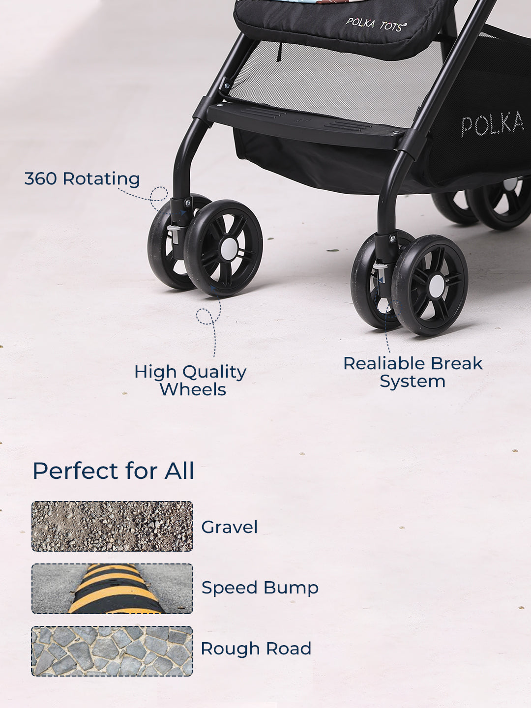 Polka Tots Blue Click Clack Travel System Space Printed Stroller & Car Seat