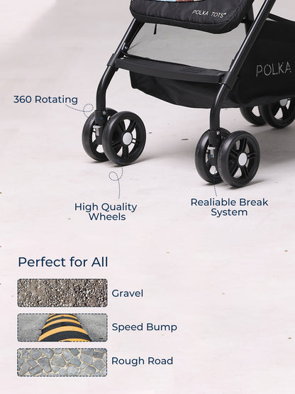 Polka Tots Blue Click Clack Travel System Space Printed Stroller & Car Seat