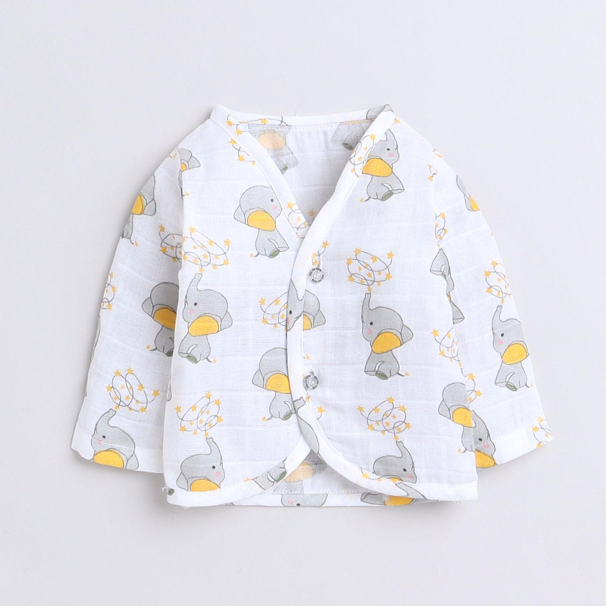 Polka Tots Unisex White Cotton Full Sleeves Jablas (Pack Of 3) (1-3 Months)