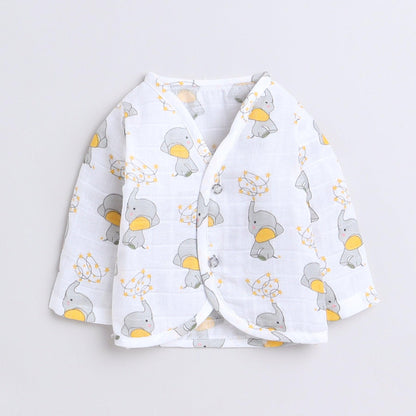 Polka Tots Unisex White Cotton Full Sleeves Jablas (Pack Of 3) (1-3 Months)