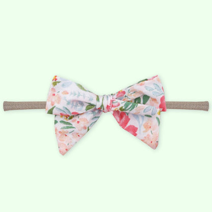 Polka Tots White Cotton Floral Bow Headband with Reversible Boho Bib (Set of 3) 12-18 Months