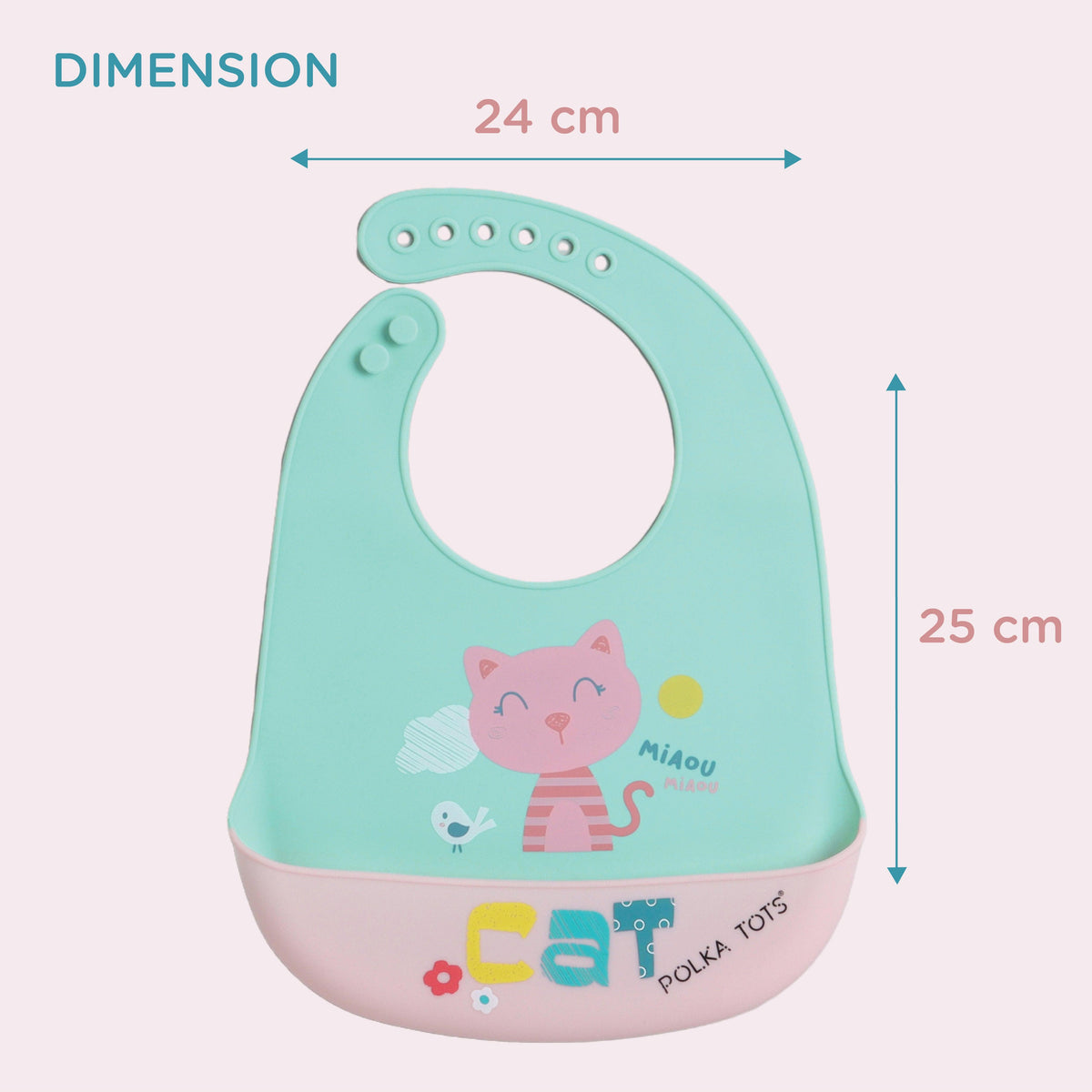 POLKA TOTS Waterproof Silicone Bib for Baby Turquoise