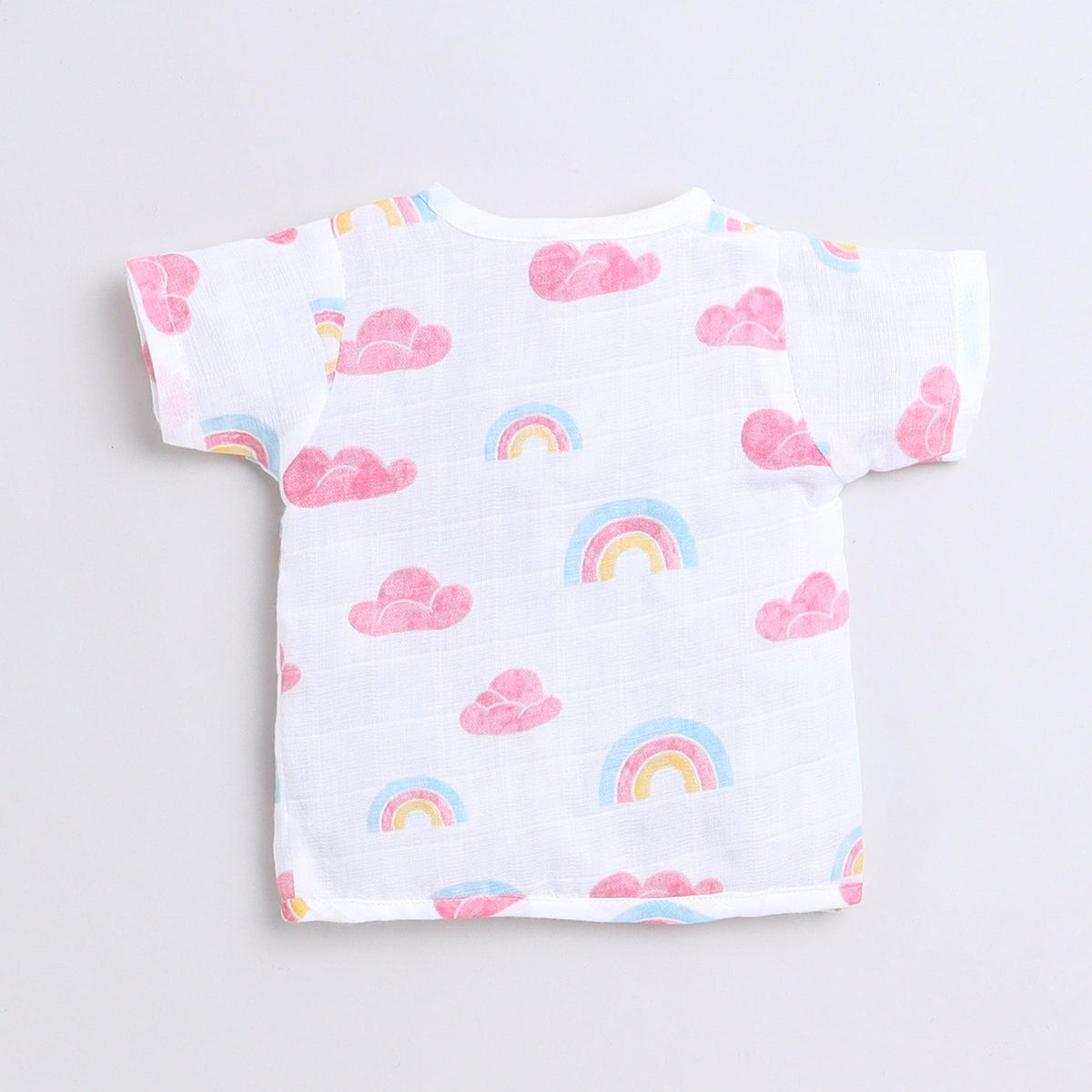 Polka Tots Unisex White Cotton Half Sleeve Jablas (Pack Of 3) (1-3 Months)