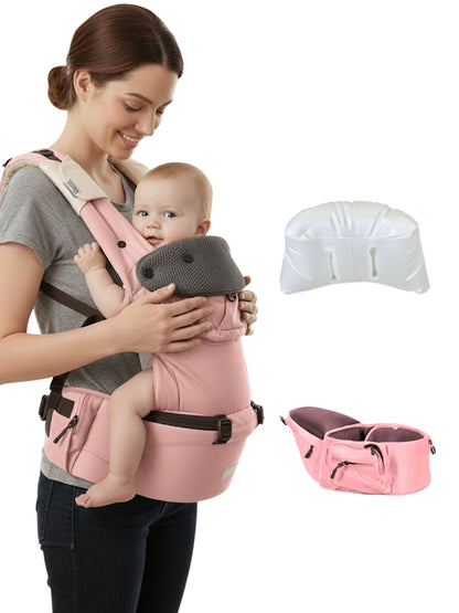 Polka Tots 6 in 1 Peach Hip Seat Baby Carrier with Airbag Seat