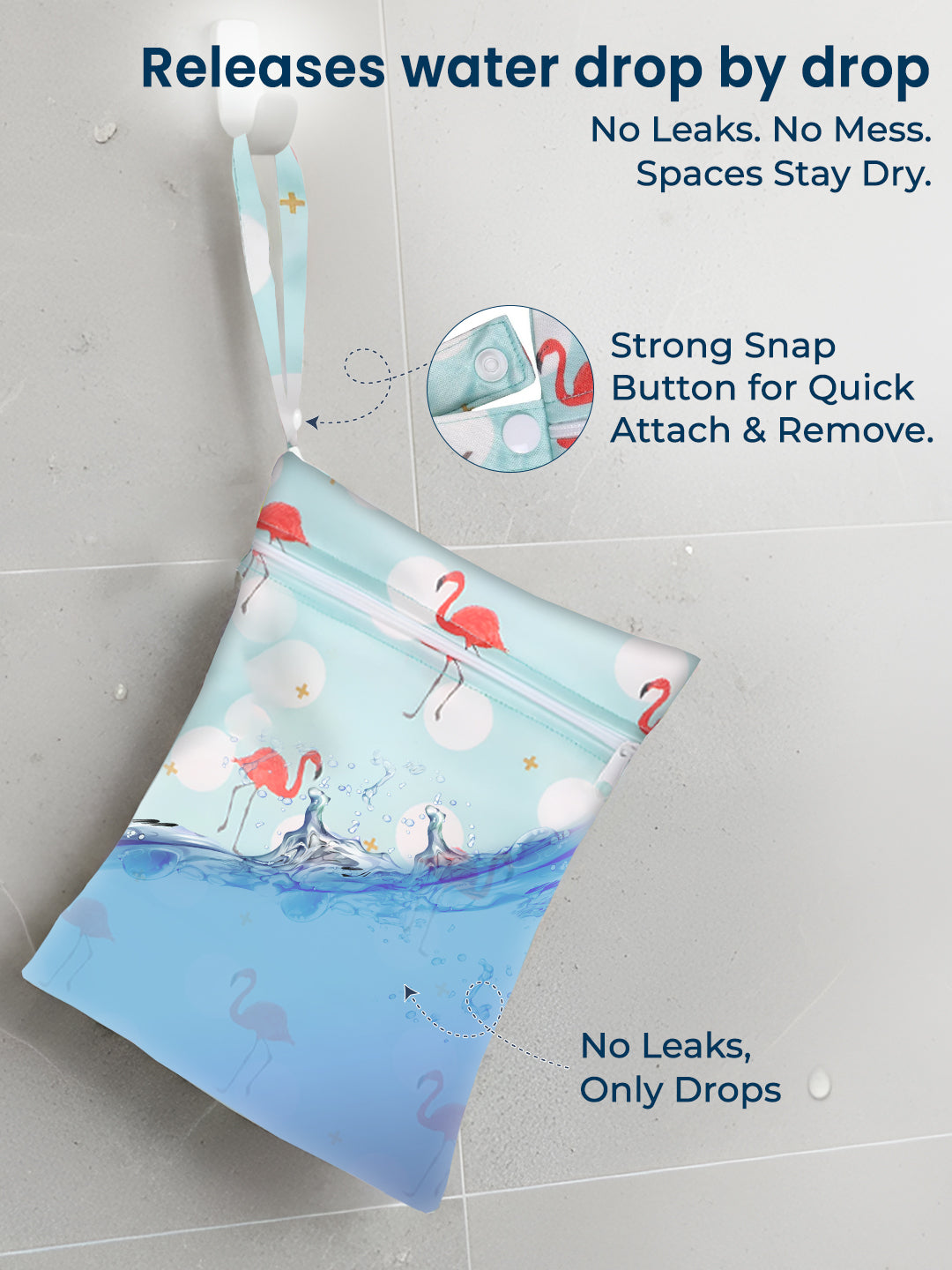 Polka Tots Waterproof & Reusable Mix Print Wet Dry Baby Diaper Bag with Zip (0-24 Months)
