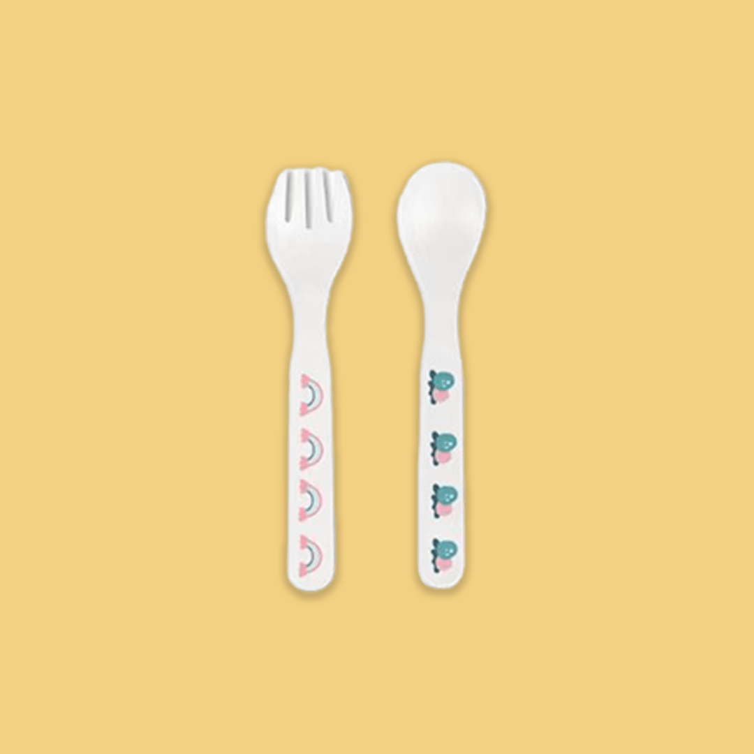 Polka Tots "Dinosaur" Toddler Eco Friendly Bamboo Fiber Dinner (Set of 5) - Blue