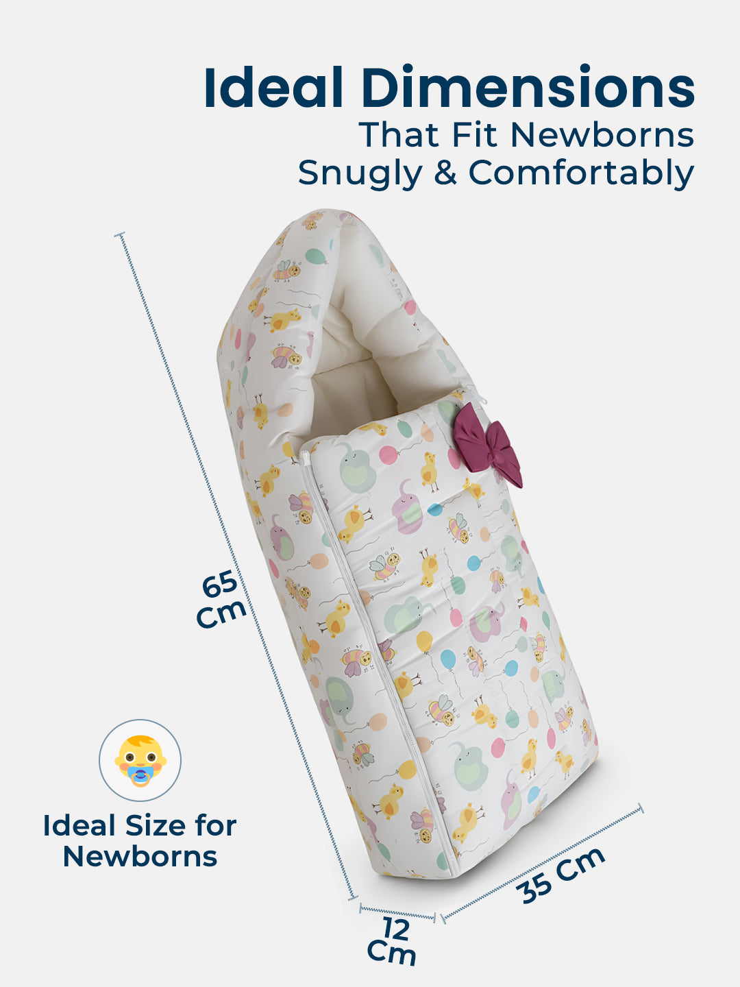 Polka Tots Off White Balloon Print Cotton Sateen Bow Baby Sleeping Bag (18-24 Months)