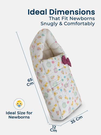 Polka Tots Off White Balloon Print Cotton Sateen Bow Baby Sleeping Bag (18-24 Months)