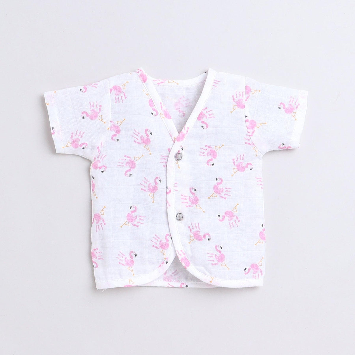 Polka Tots Unisex White Cotton Half Sleeve Jablas (Pack Of 3) (1-3 Months)