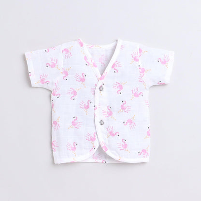 Polka Tots Unisex White Cotton Half Sleeve Jablas (Pack Of 3) (1-3 Months)