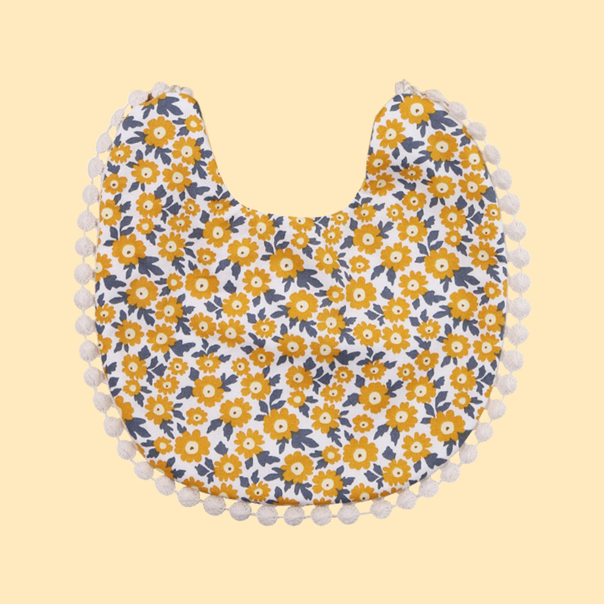 Polka Tots Yellow Cotton Floral Bow Headband with Reversible Boho Bib (Set of 3) 12-18 Months