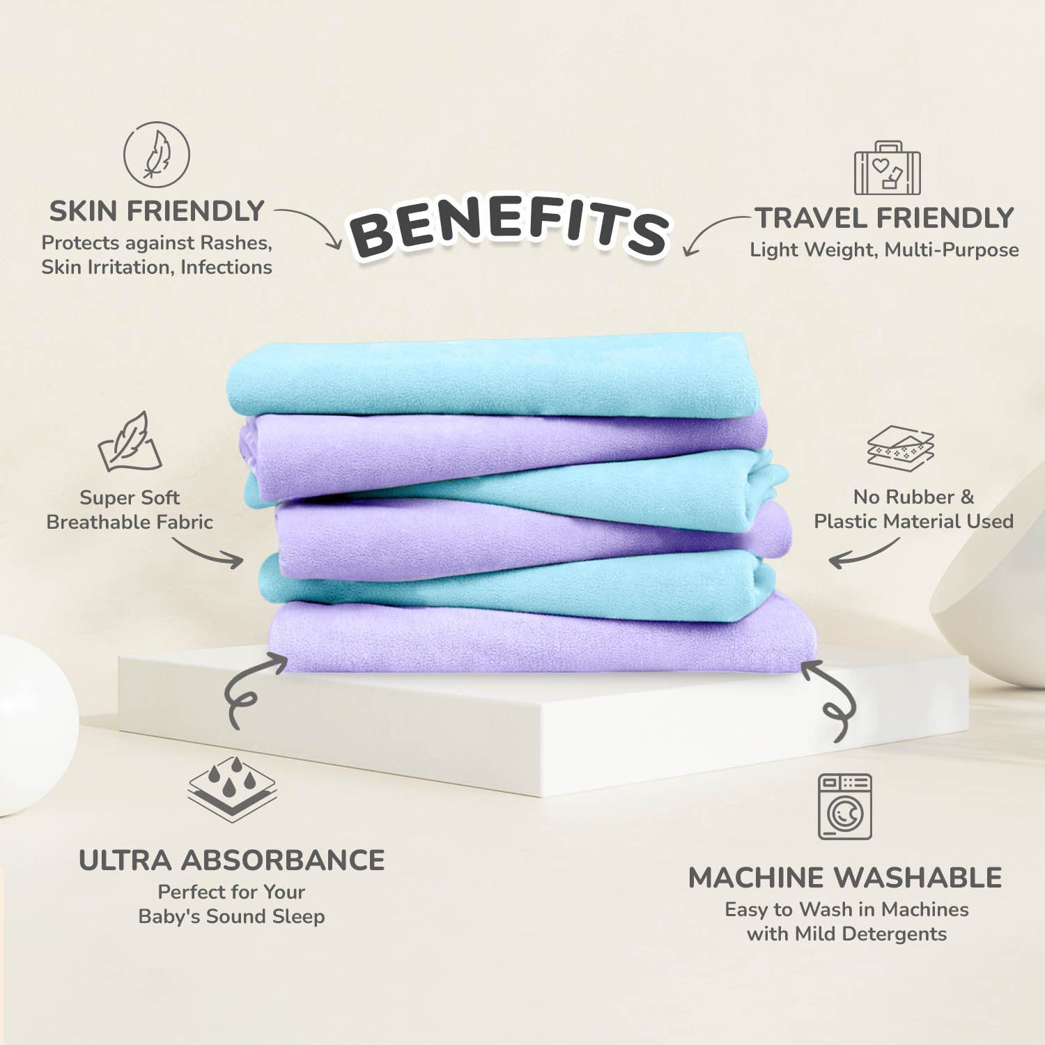 R for Rabbit Dry Nap Bliss Premium Pee Protector Sheet Purple