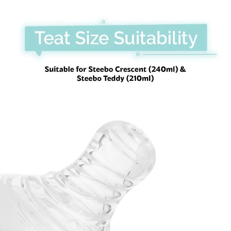 R for Rabbit First Feed Soft Silicone Teat For Steebo Crescent And Steebo Teddy Feeding Bottles