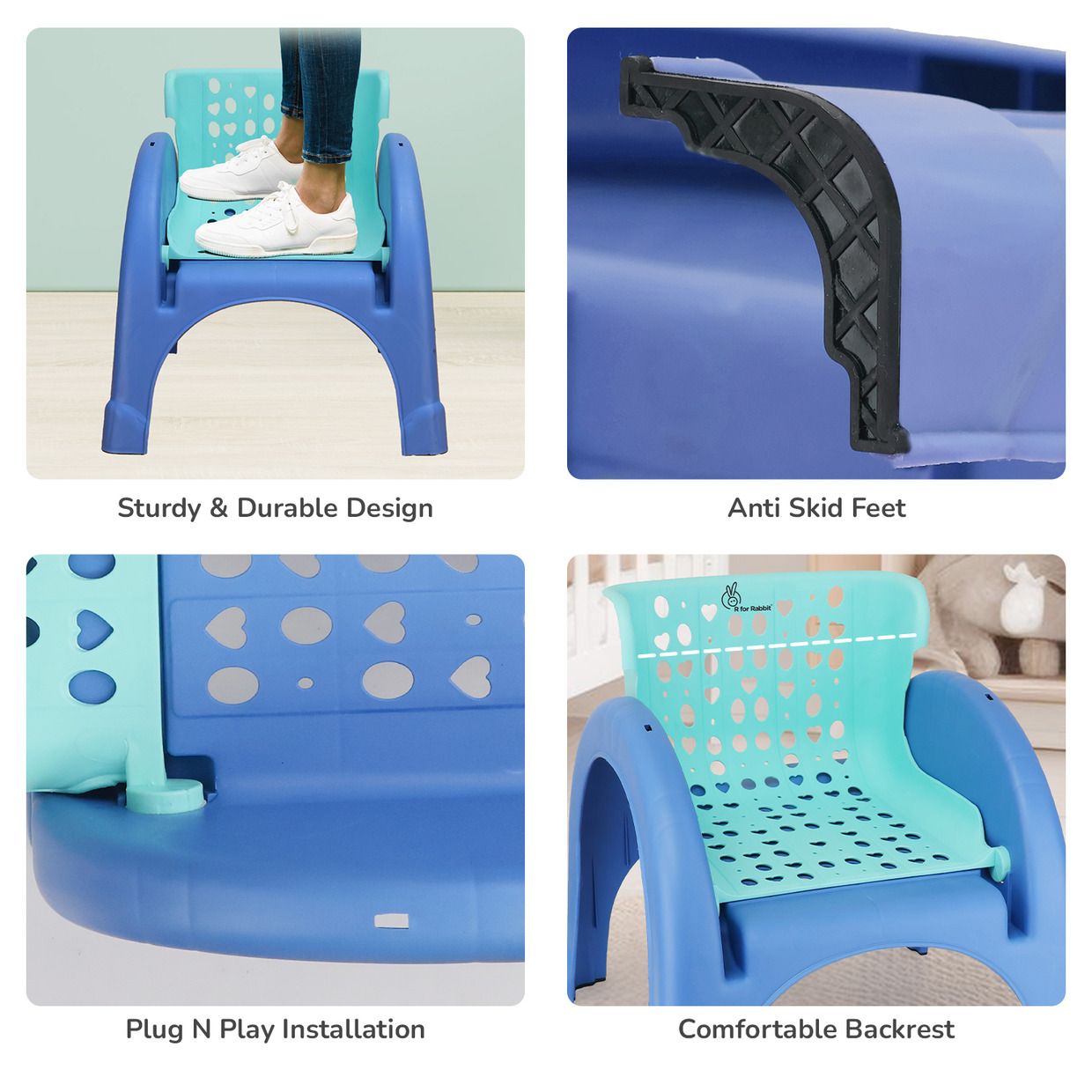 R for Rabbit Jelly Bean 3 In 1 Multi-Functional Kids Chair Green Blue