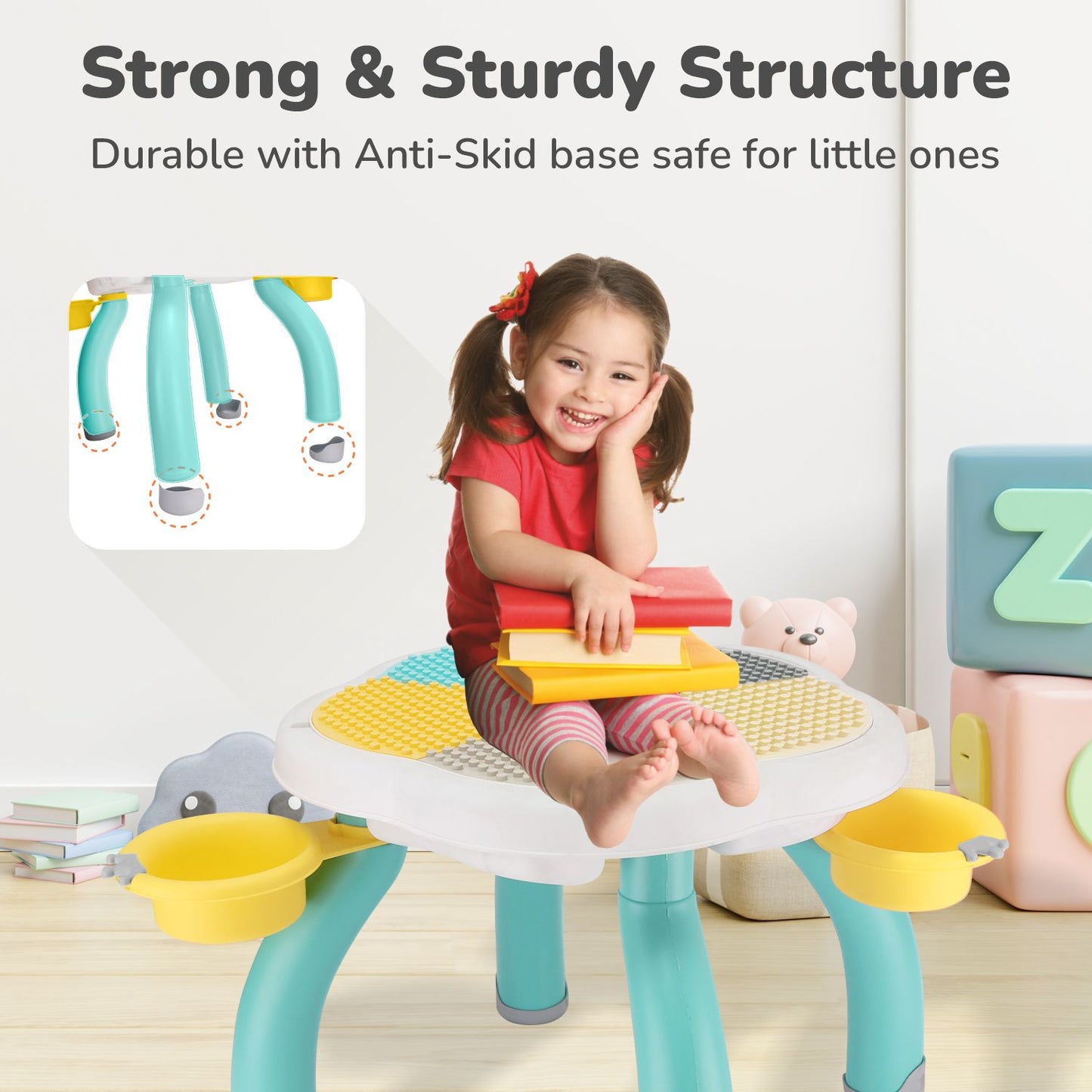 R for Rabbit Little Genius Regal Kids Study Table With Chair Green-Multi