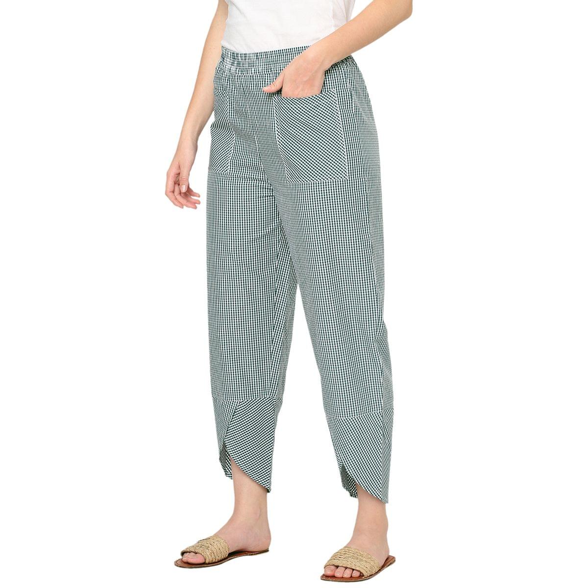 Mystere Paris Comfy Green Checks Lounge Pants