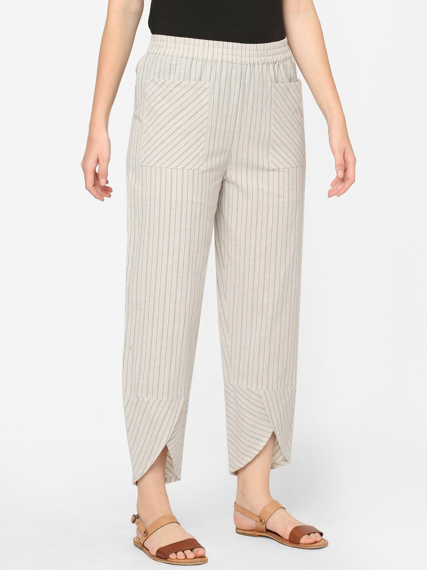 Mystere Paris White Striped Loung Pants