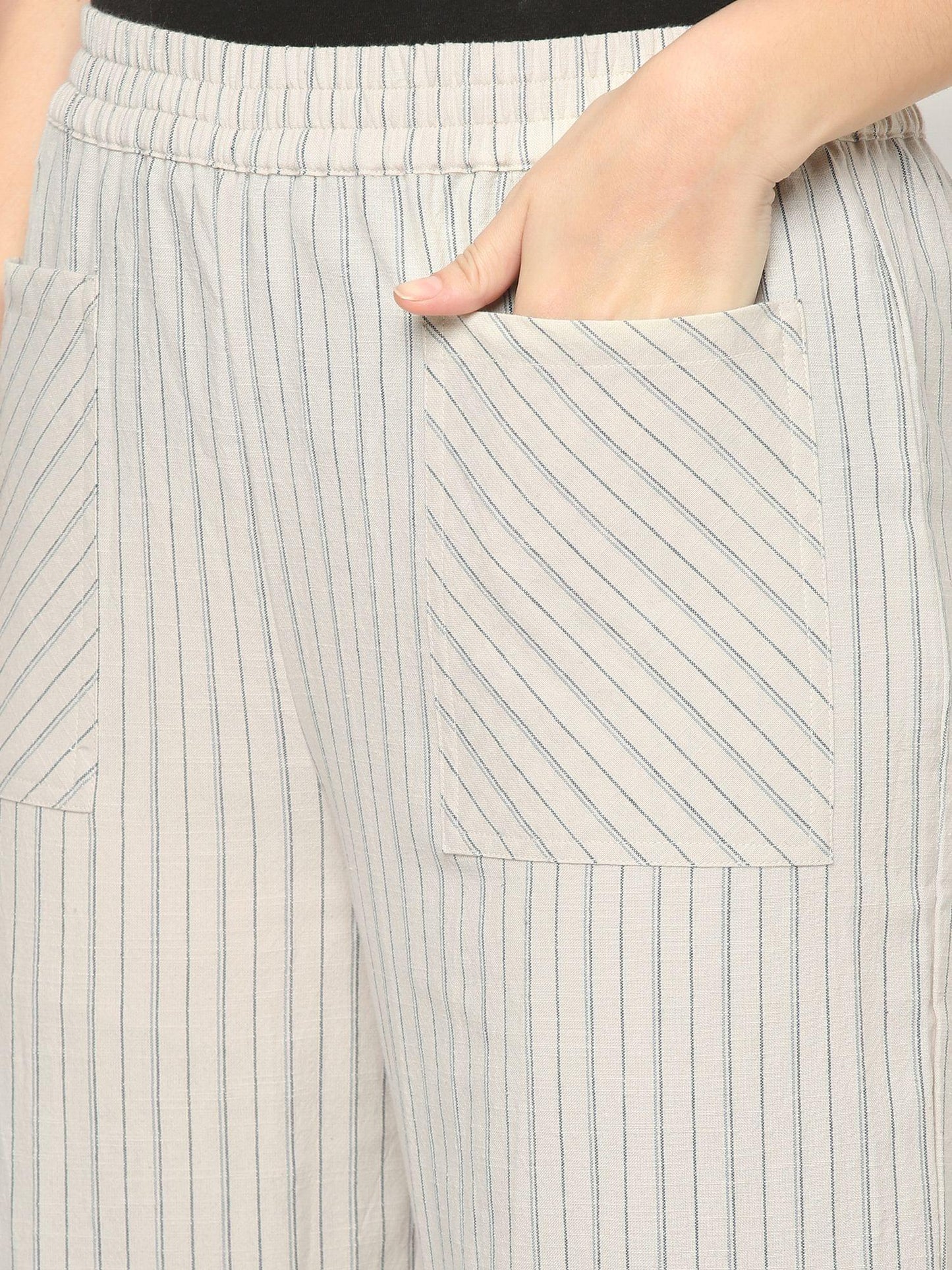 Mystere Paris White Striped Loung Pants