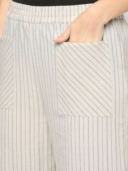 Mystere Paris White Striped Loung Pants