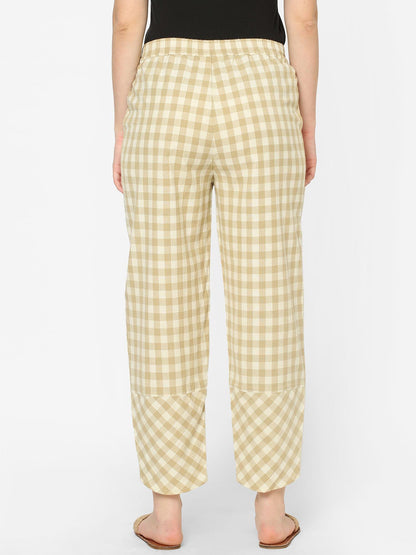 Mystere Paris Dark Beige Checked Loung Pants