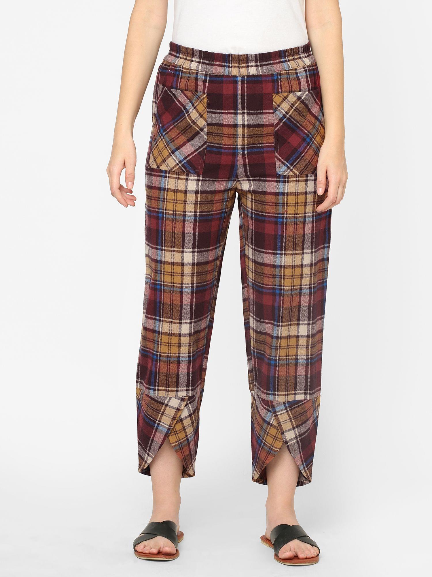 Mystere Paris Comfy Multicolored Checked Loung Pants